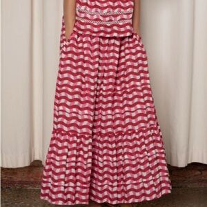 Ophelia and Indigo Coco skirt red and pink zig zag, NWT, size XXS